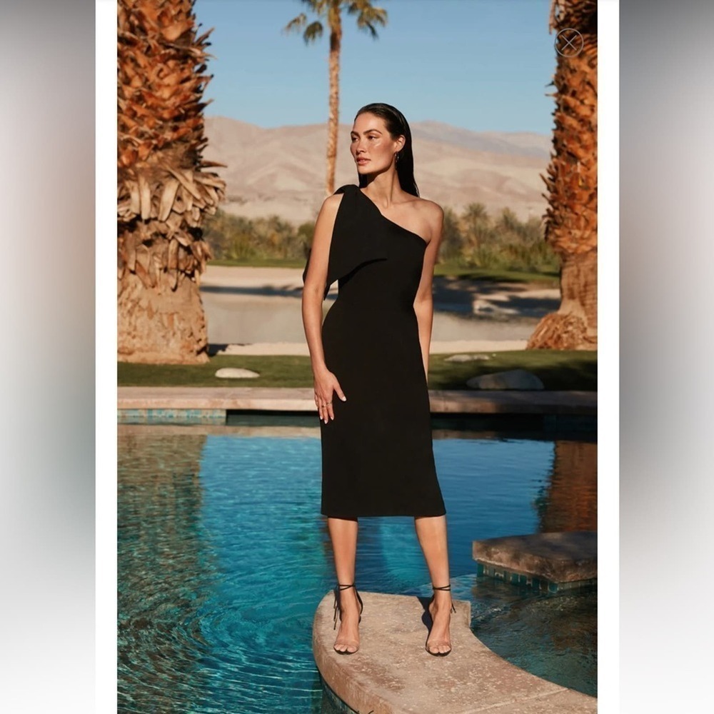 Dress the Population Tiffany One-Shoulder Midi Dress Black L